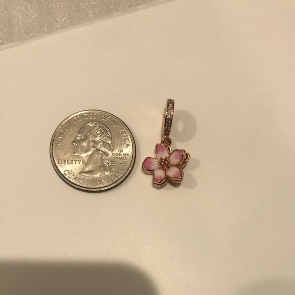 Sterling Silver Cherry Blossom Dangle Charm, fits Pandora Bracelet - Picture 6 of 6